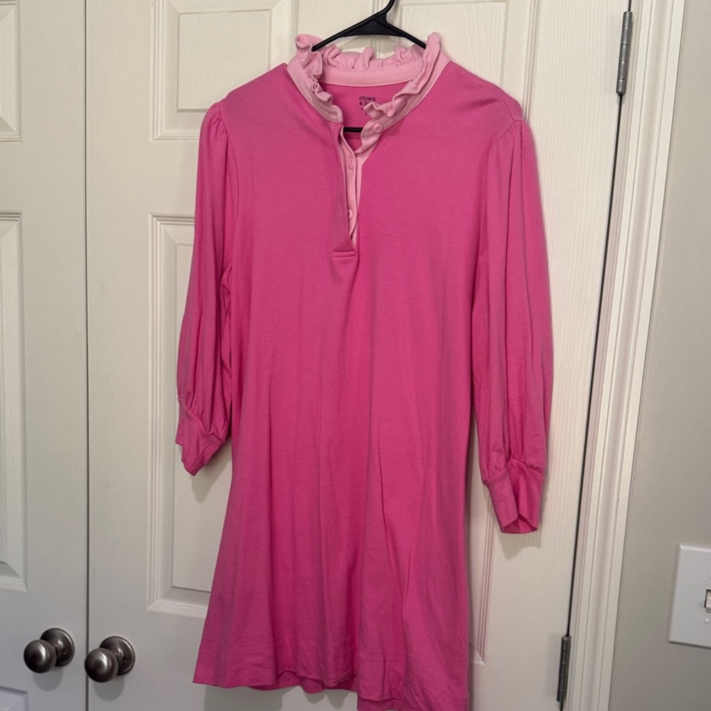 Crown & Ivy Pink Ruffle Neckline Top